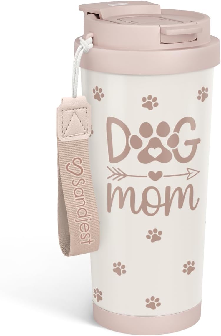 SANDJEST Dog Mom Tumbler 18oz stainless steel travel mug