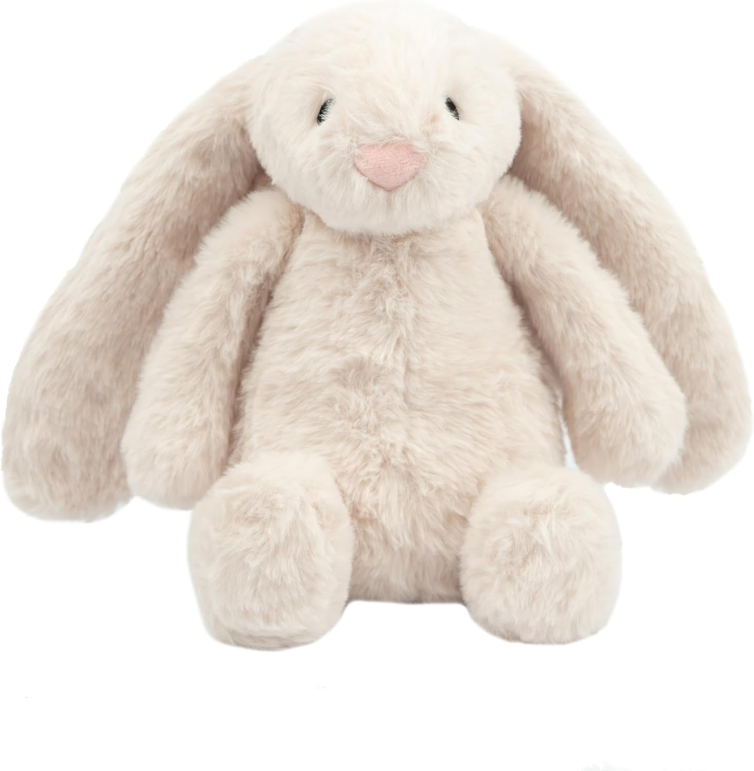 Soft cream bunny plush squeaky dog toy with floppy ears