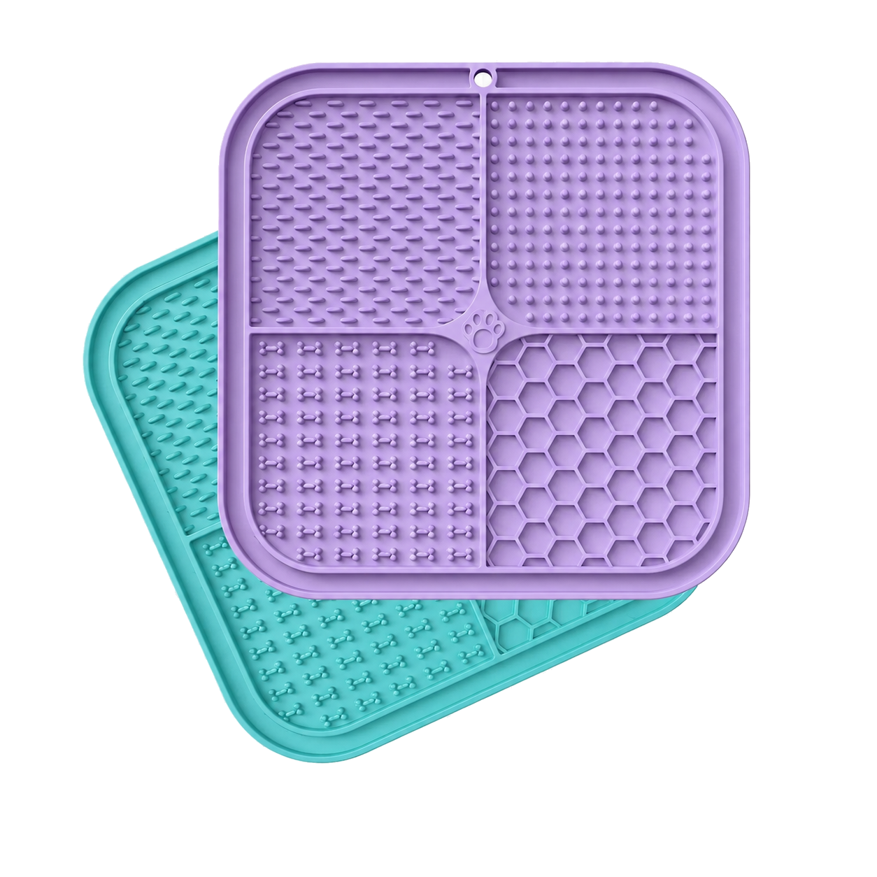 Purple and turquoise multi-texture lick mats