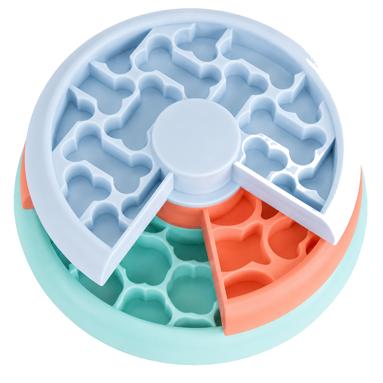 Outward Hound layered puzzle slow feeder with bone-shaped wells