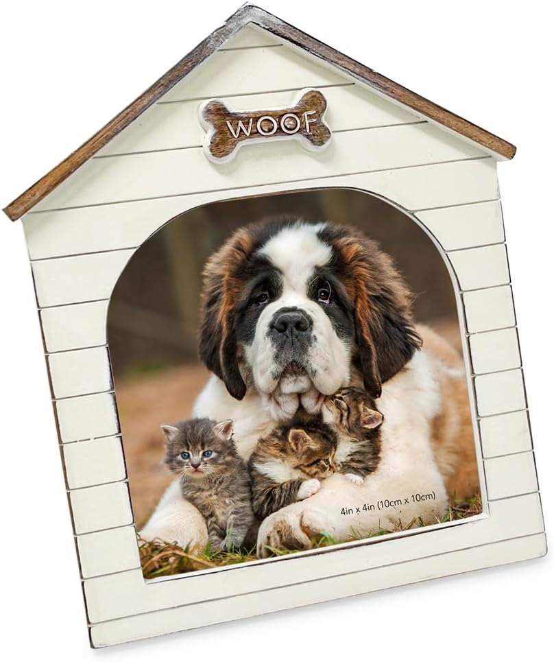 Isaac Jacobs 4x4 Natural Resin Woof Doghouse Keepsake Photo Frame