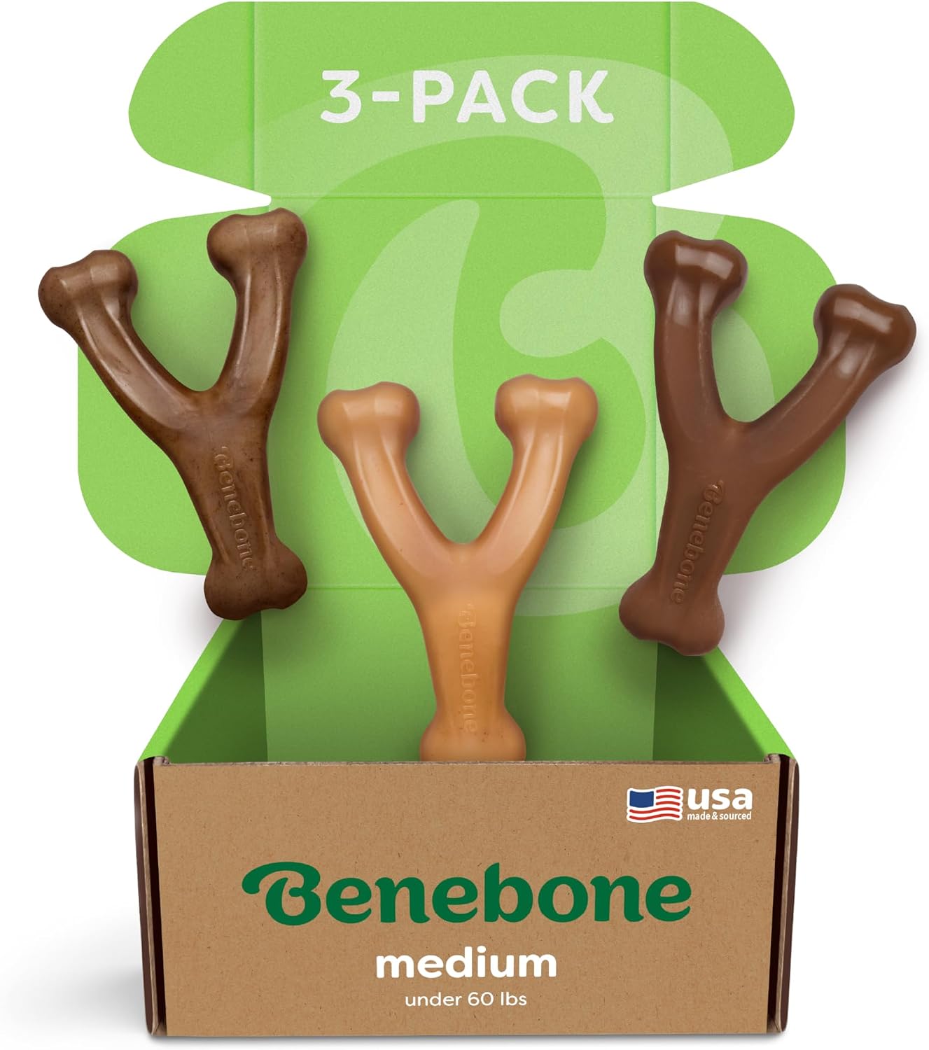 Benebone Wishbone Durable Dog Chew 3-Pack