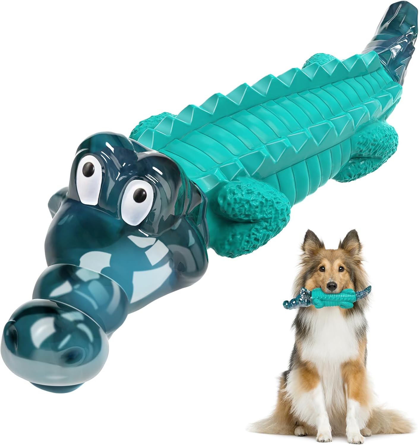Alligator-shaped durable dog chew toy for aggressive chewers