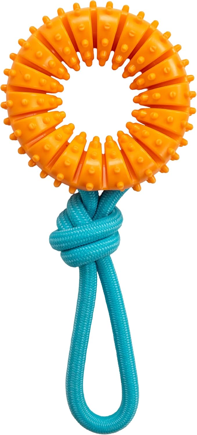 Dental Chew Wheel Durable Dog Toy with rope handle