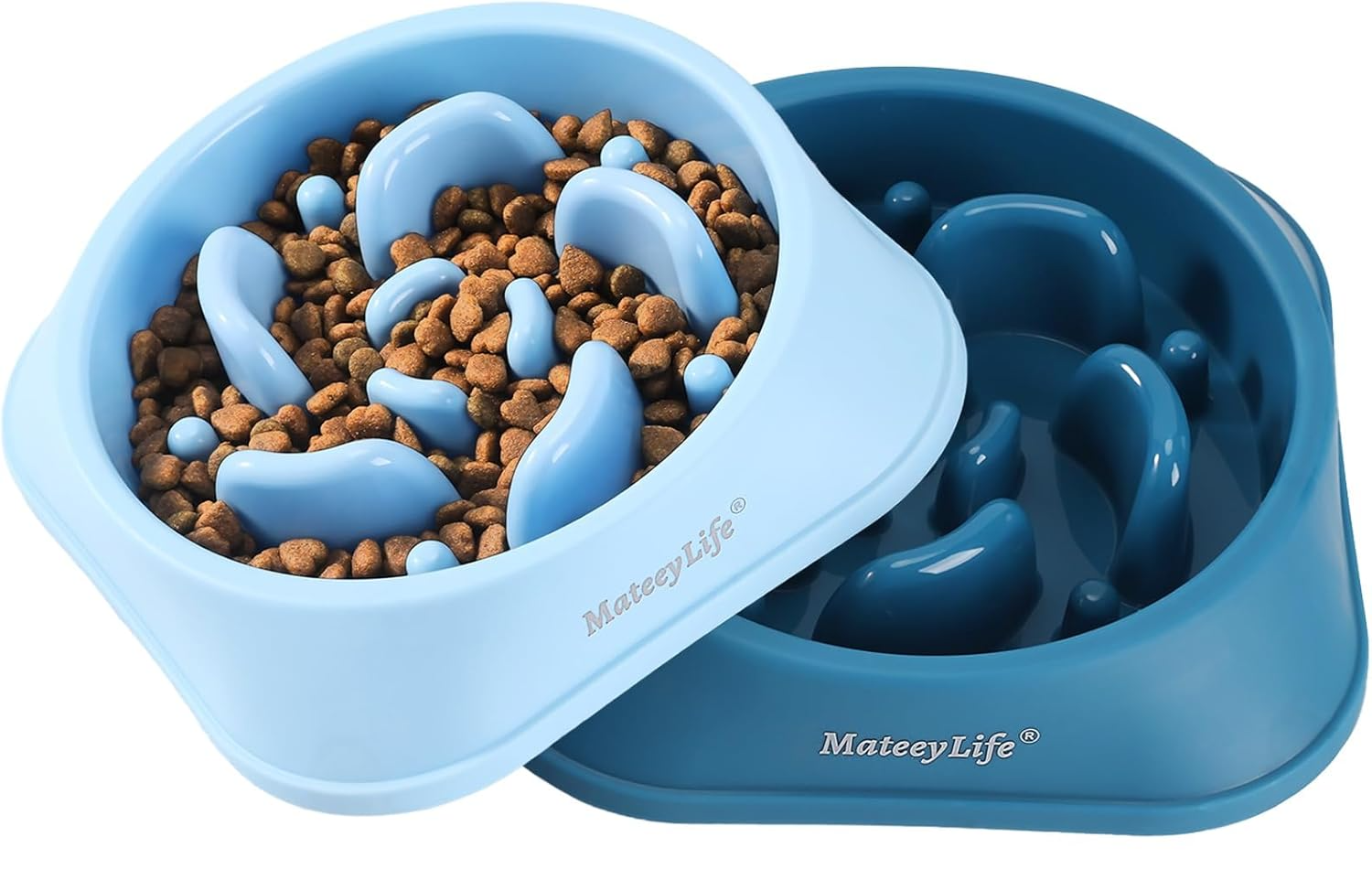 MateeyLife Slow Feeder Dog Bowls 2PCS in blue