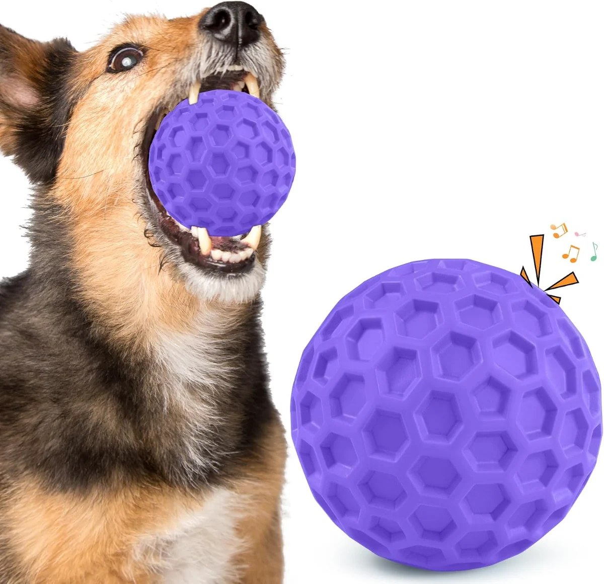 Durable squeaky textured chew ball for dogs