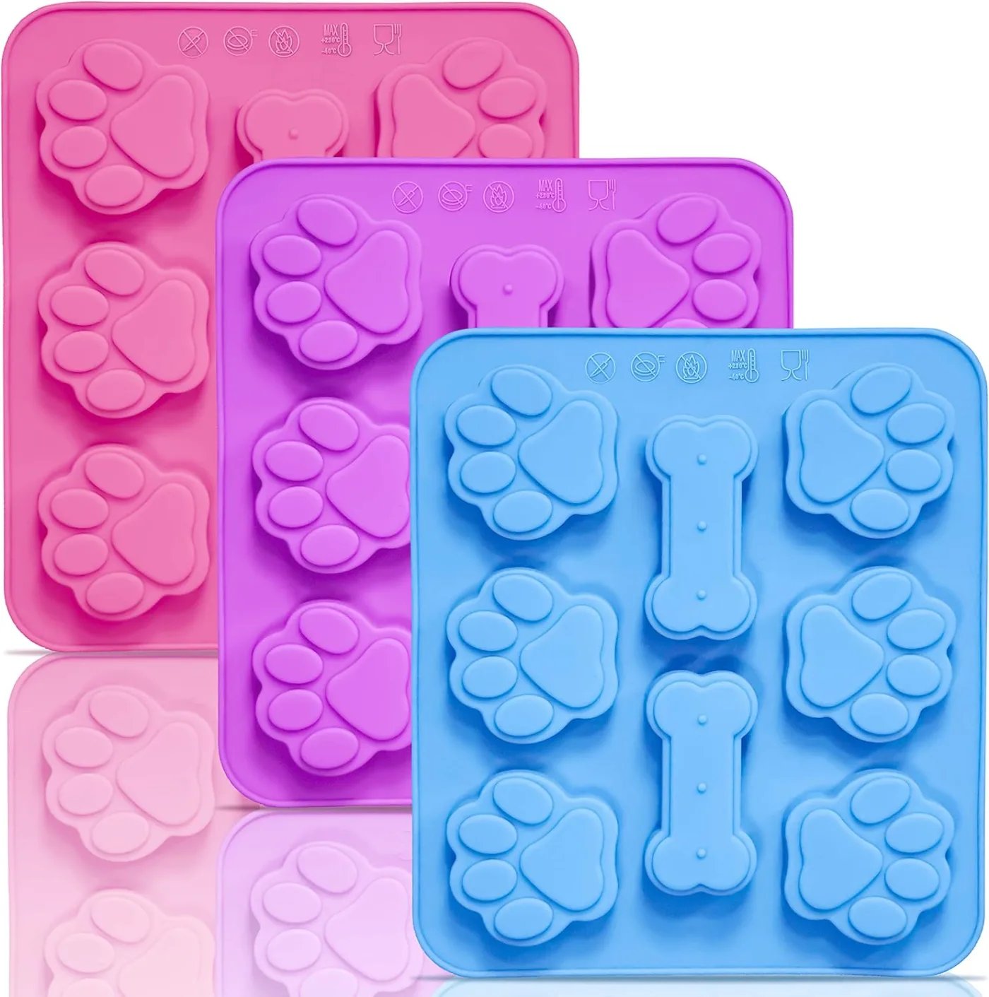 3 Pack Paw and Bone Silicone Molds
