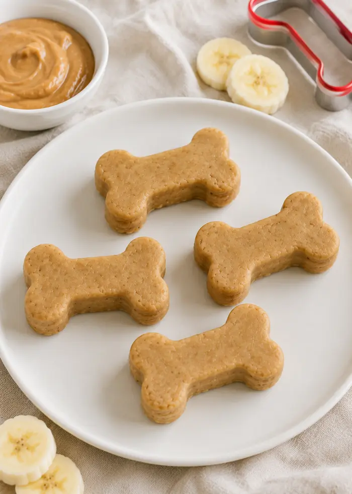 Peanut butter banana frozen dog treat bites