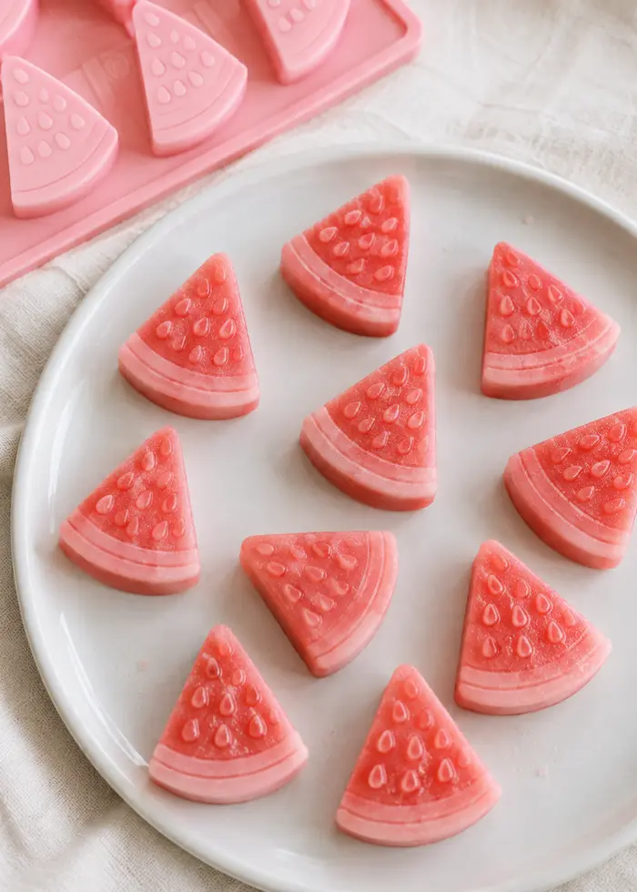 Watermelon yoghurt frozen dog treat bites