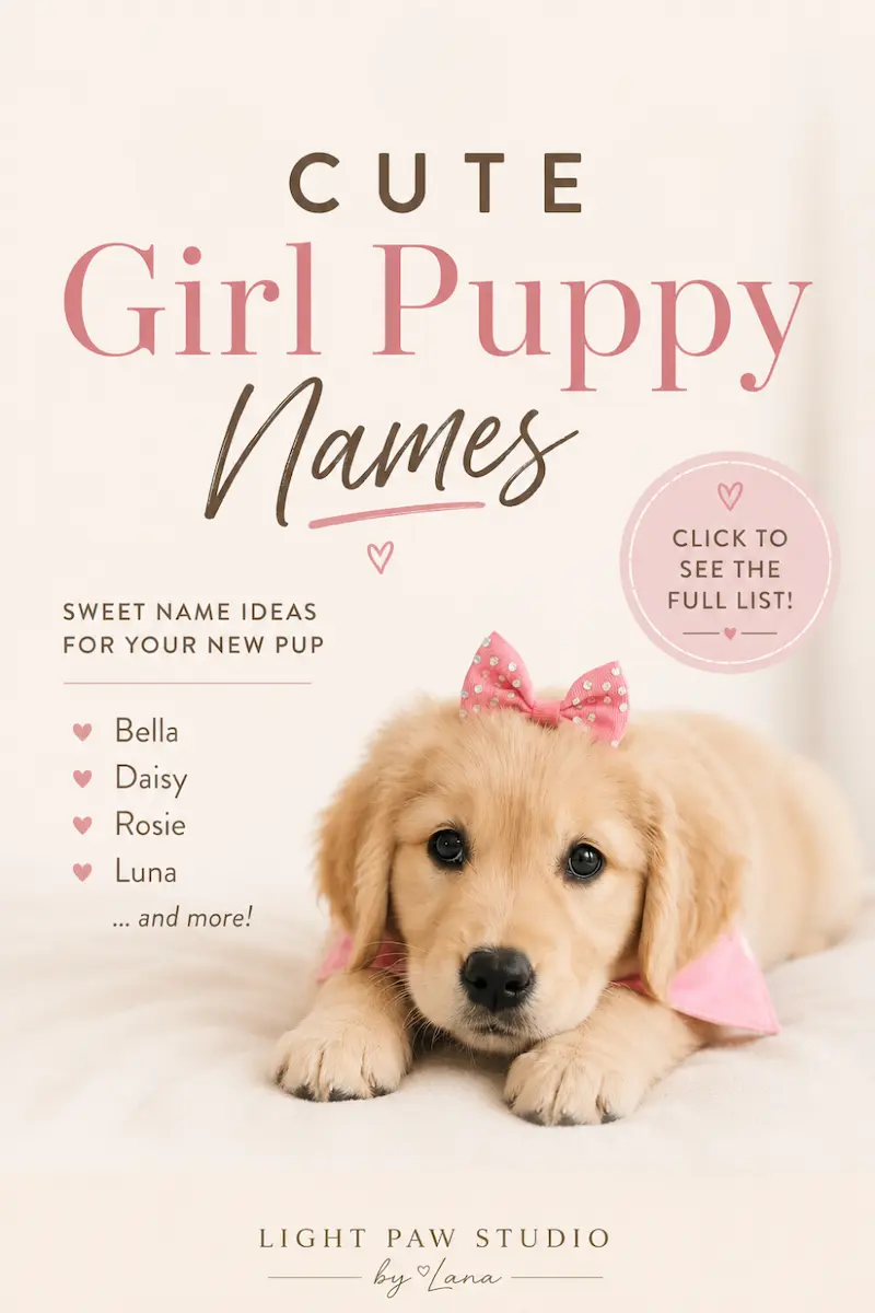 Cute girl puppy names and pretty pink puppy essentials