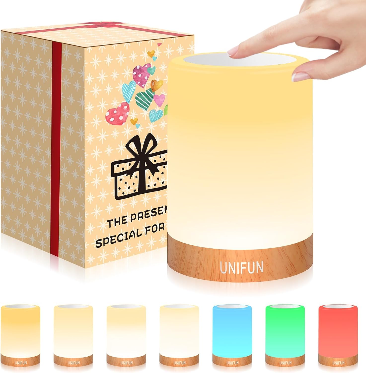 Touch control dimmable ambient lamp with warm white light