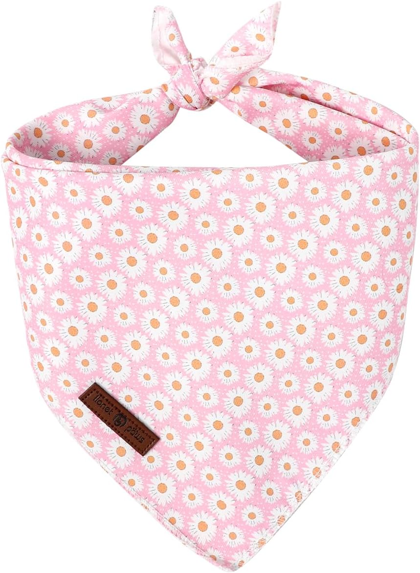 Pink daisy print dog bandana