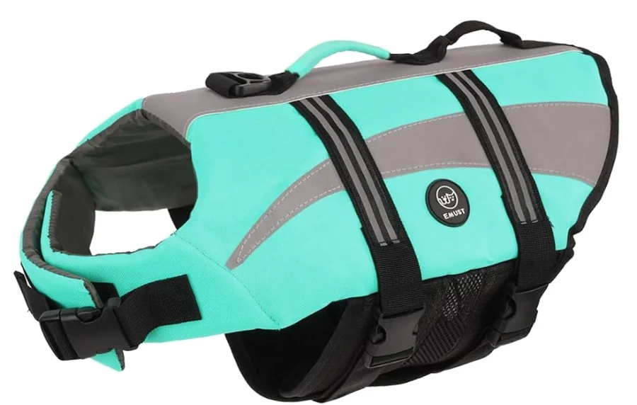 Mint dog life jacket with grab handle