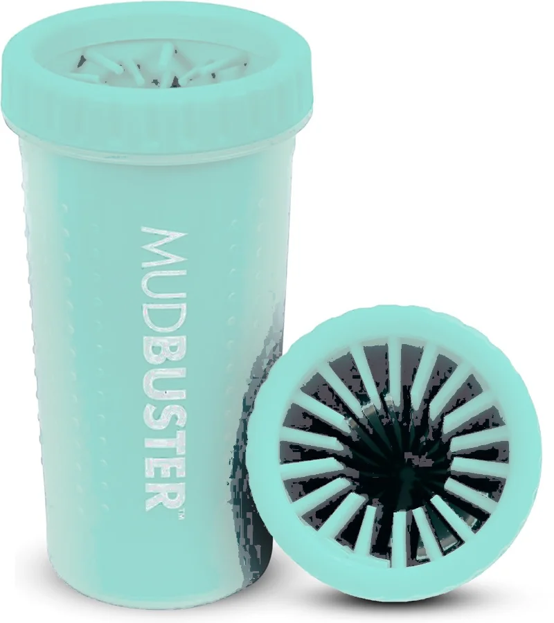 Teal silicone paw cleaner cup