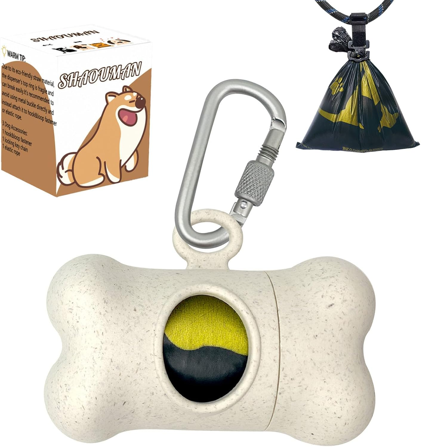 Bone-Shaped Dog Poop Bag Holder with Carabiner