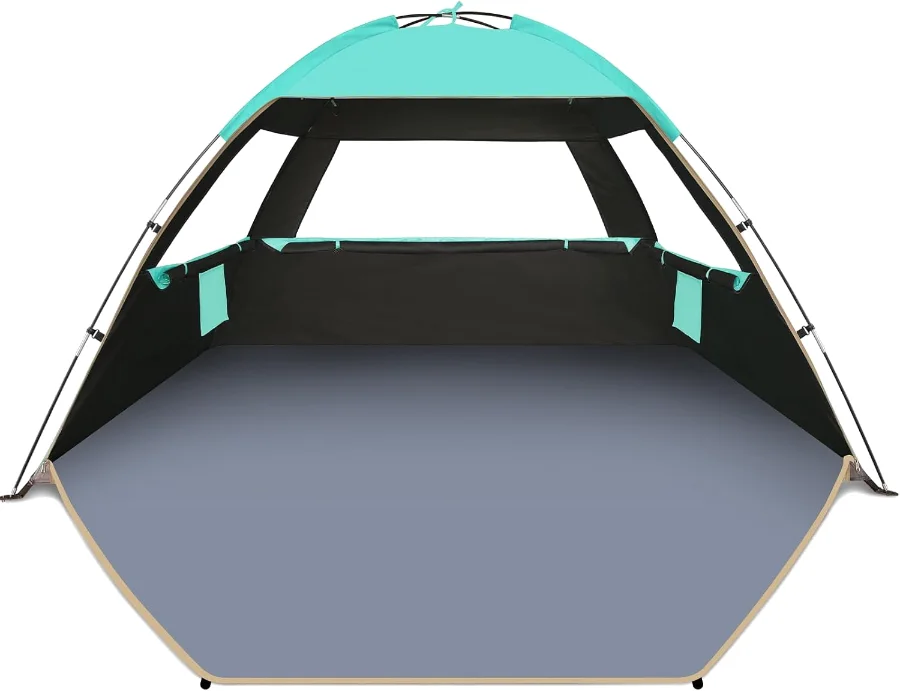 Pop-up beach shade tent in mint with UPF canopy