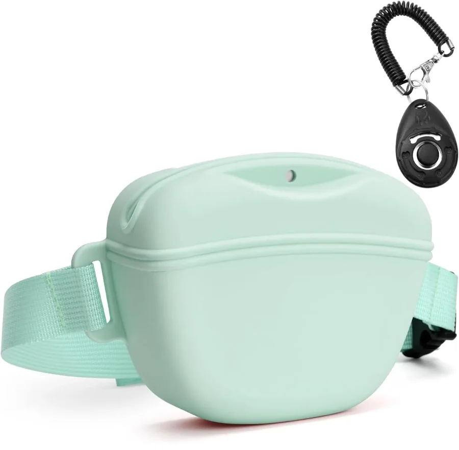 Dog treat pouch with clicker