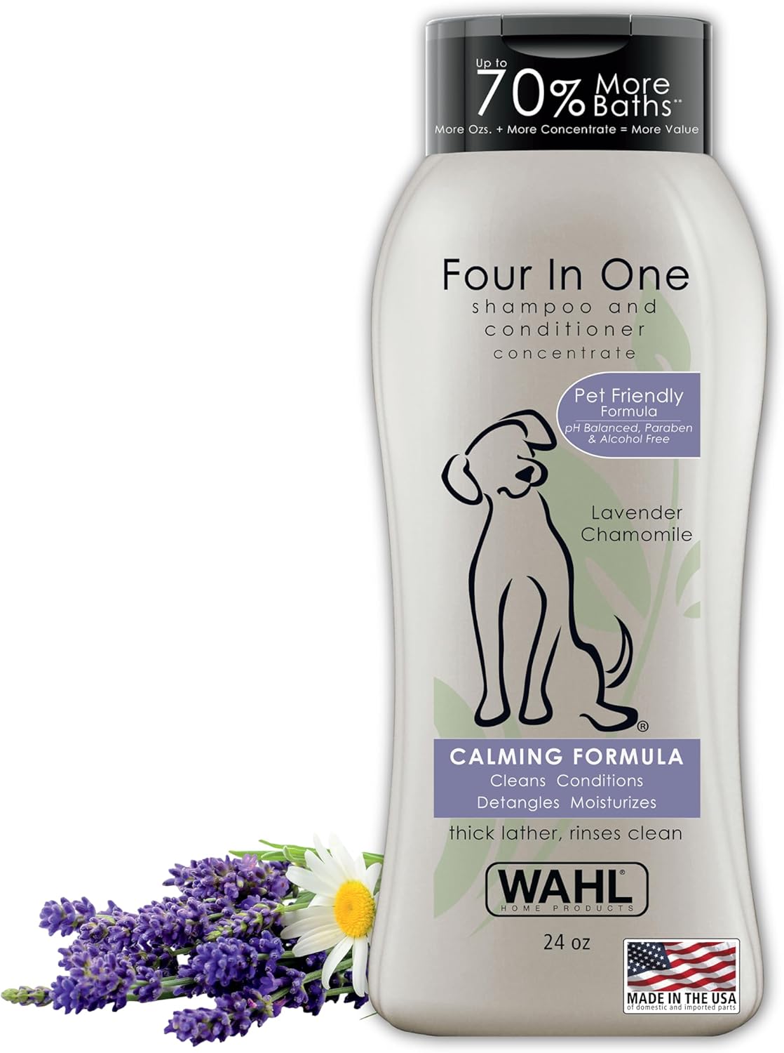 Wahl 4-in-1 calming lavender chamomile dog shampoo