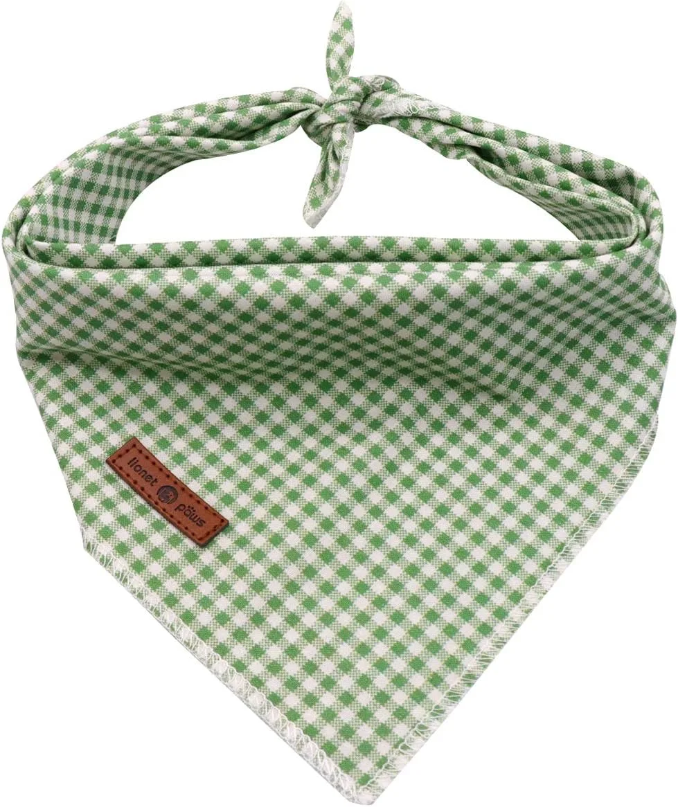 Lionet Paws gingham dog bandana in green