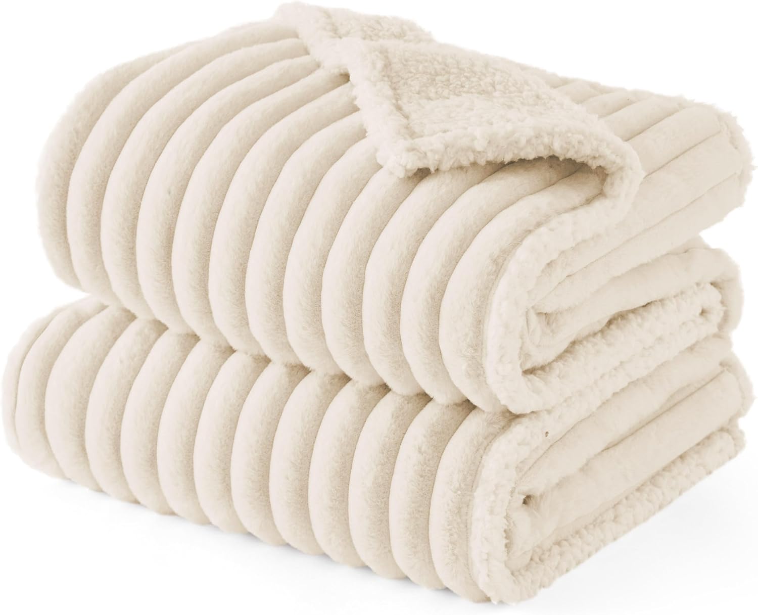 Bedsure cream corduroy fleece dog blanket