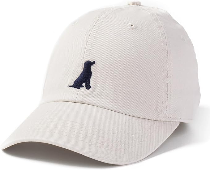 Life is Good Unisex Adult Chill Cap in stone with navy dog embroidery