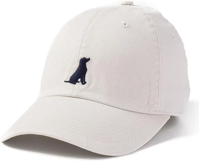 Life is Good Unisex Adult Chill Cap in stone with navy dog embroidery