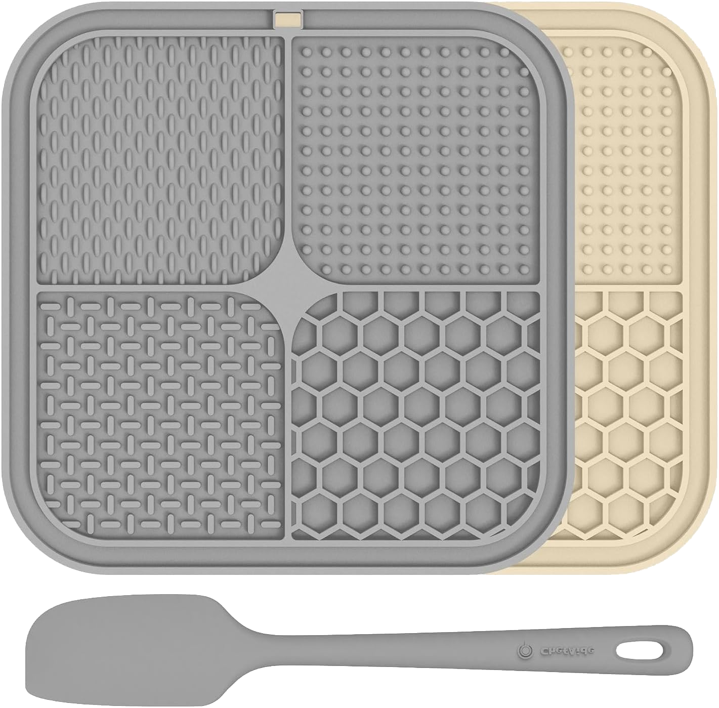 Textured silicone dog lick mat with spatula
