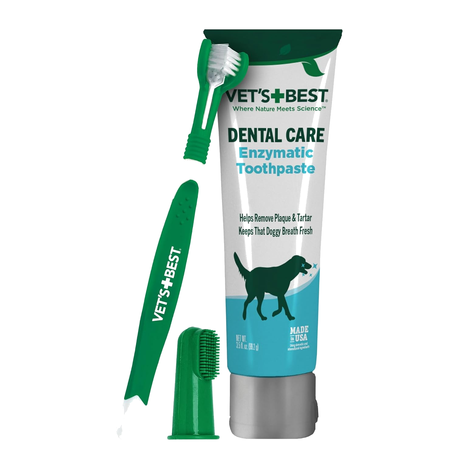 Vet's Best dog toothbrush and enzymatic toothpaste dental care set