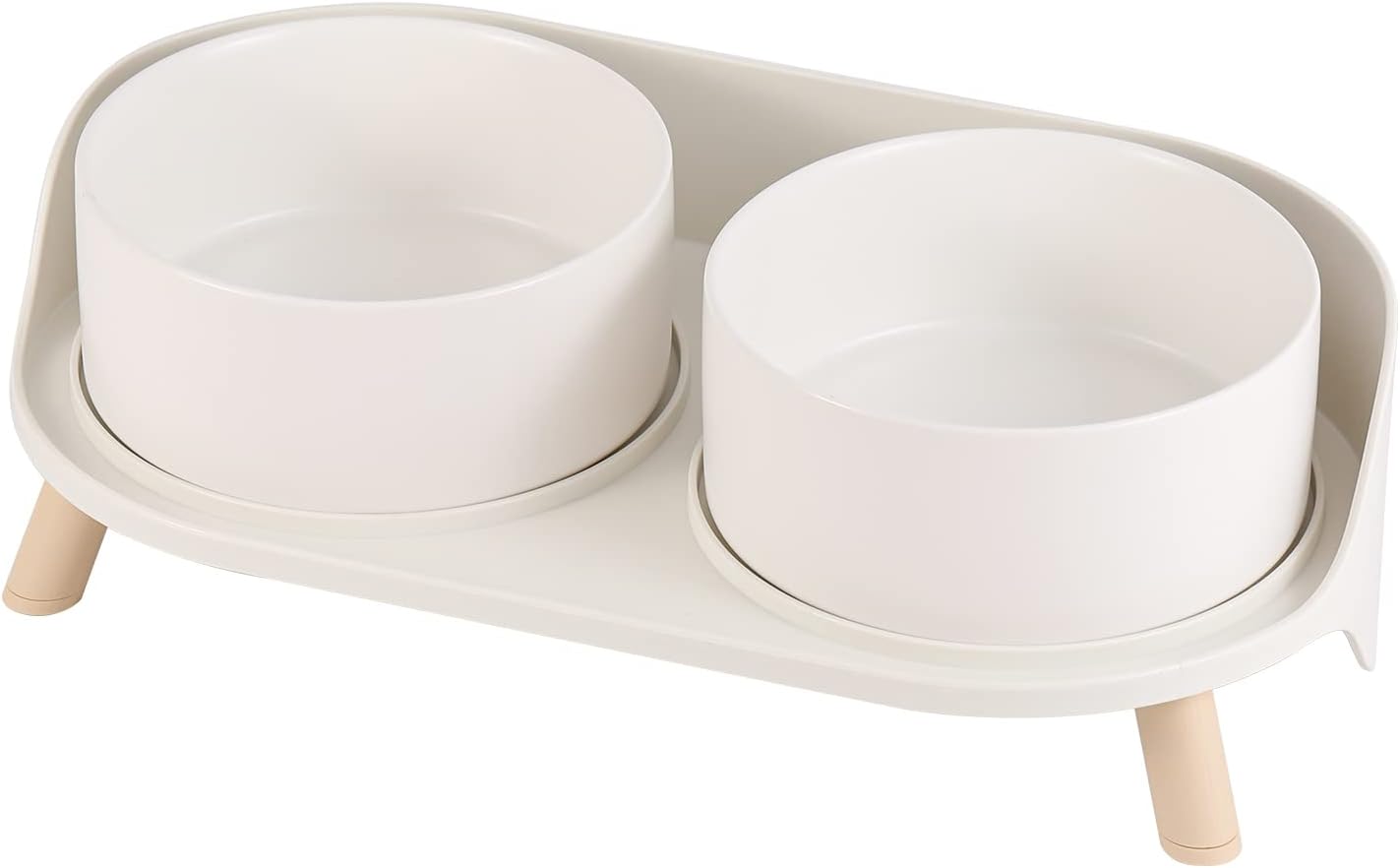 Elevated ceramic dog bowl set with stand