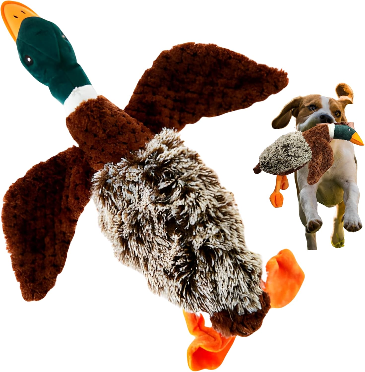 Mallard duck plush dog toy