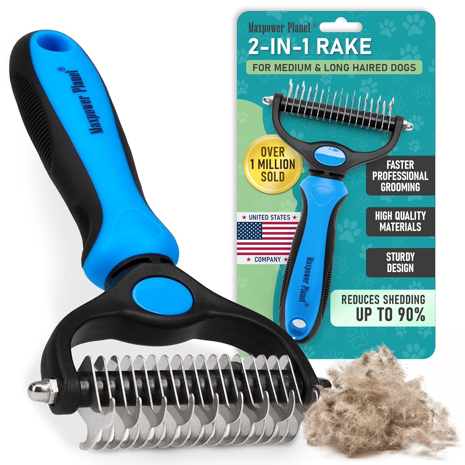 Double-sided deshedding and dematting grooming rake