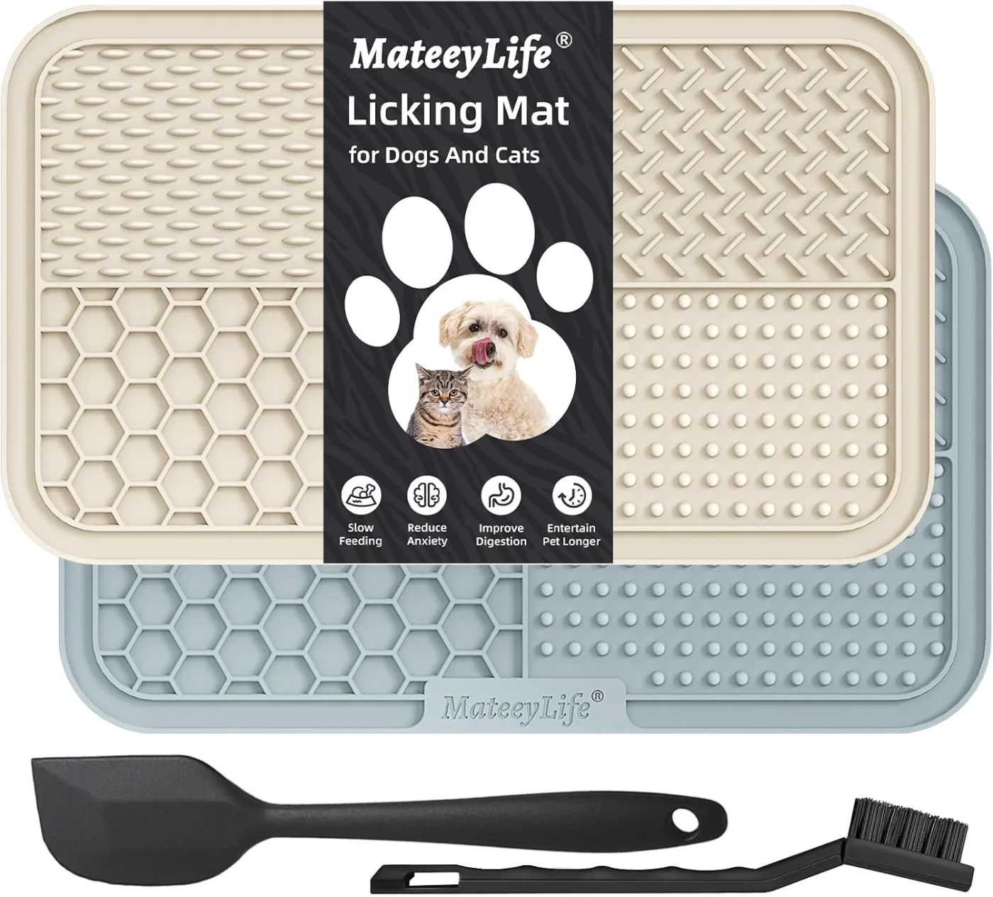 Large lick mat for dogs — multi-texture surface extends mealtime significantly
