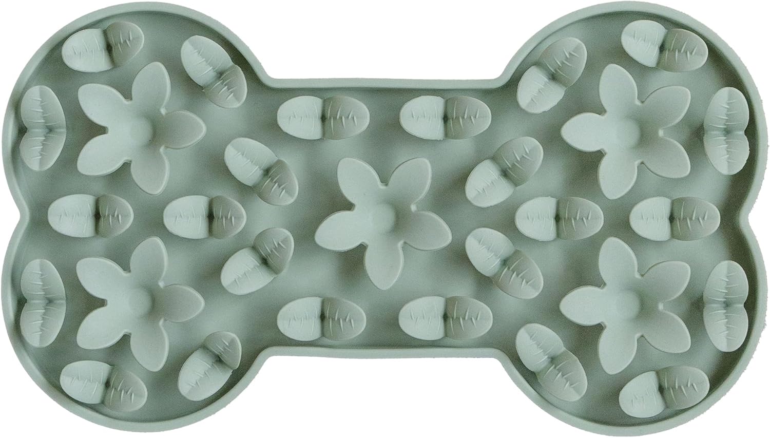Sage green bone-shaped lick mat for dogs
