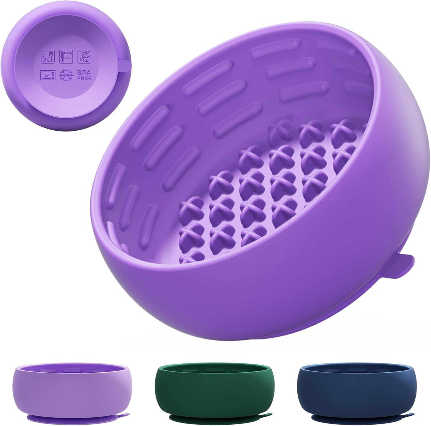 Suction lick mat bowl for bathing and grooming distraction