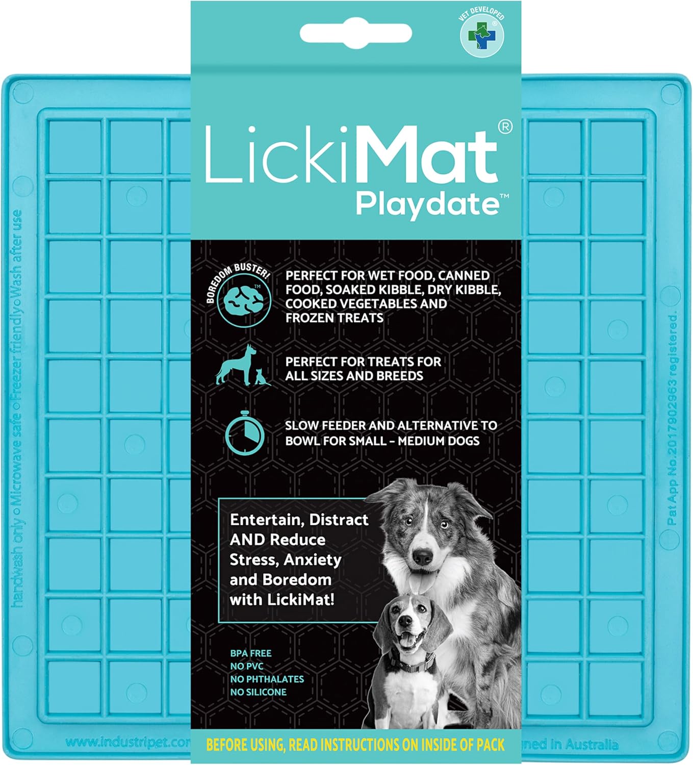 LickiMat Playdate teal slow-feeder mat