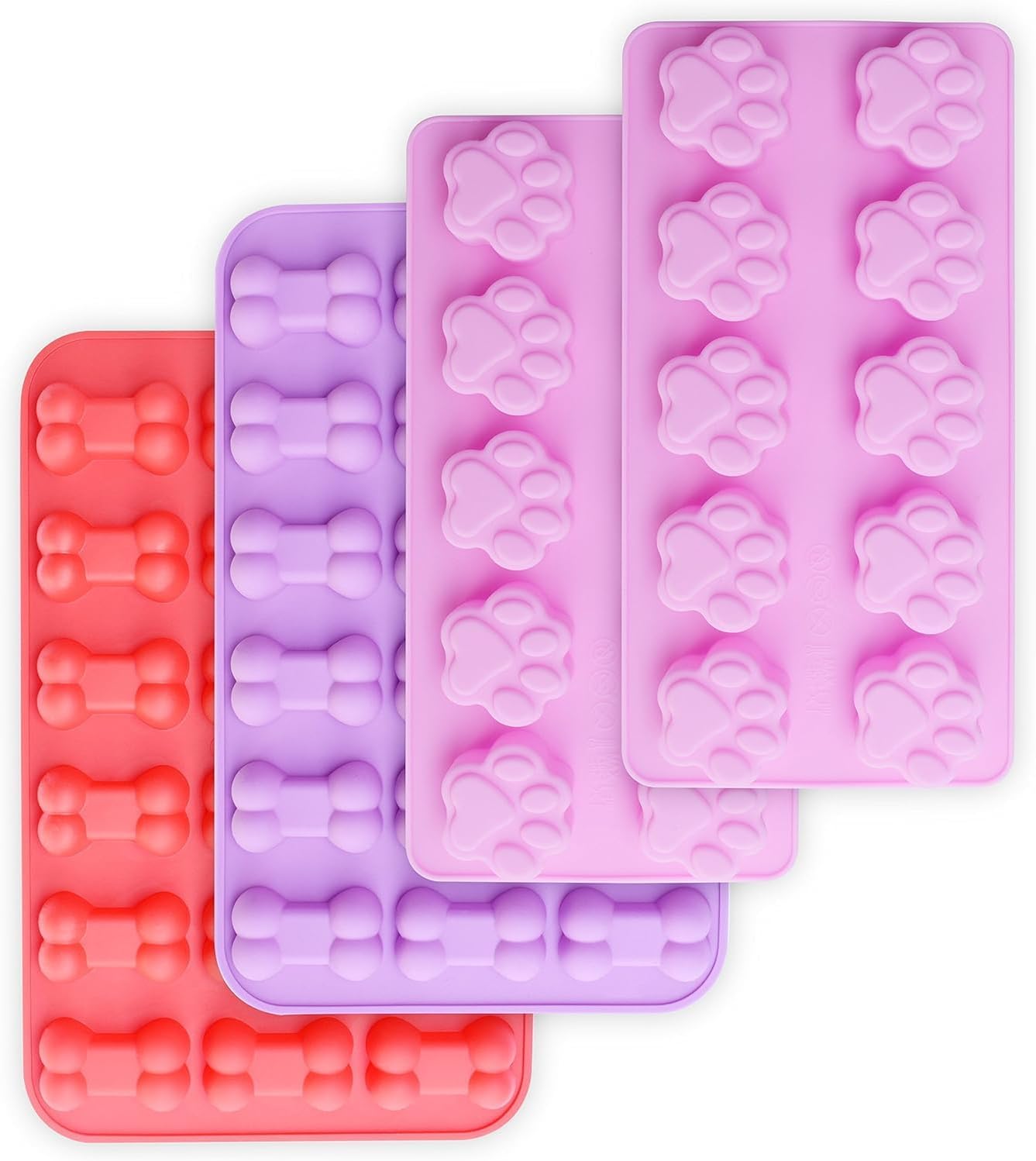 Paw and bone silicone mould set, 4 colours