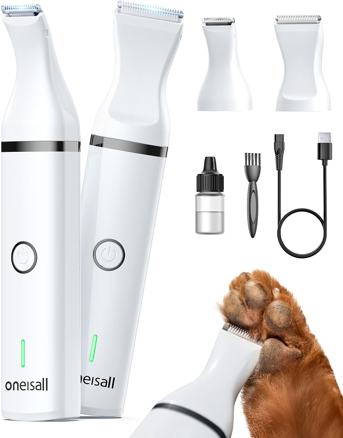 Cordless dog trimmer for paws, face and ears