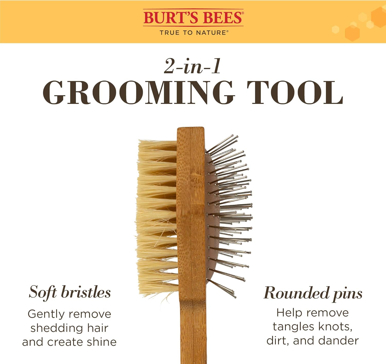 Burt's Bees double-sided pin and bristle dog brush