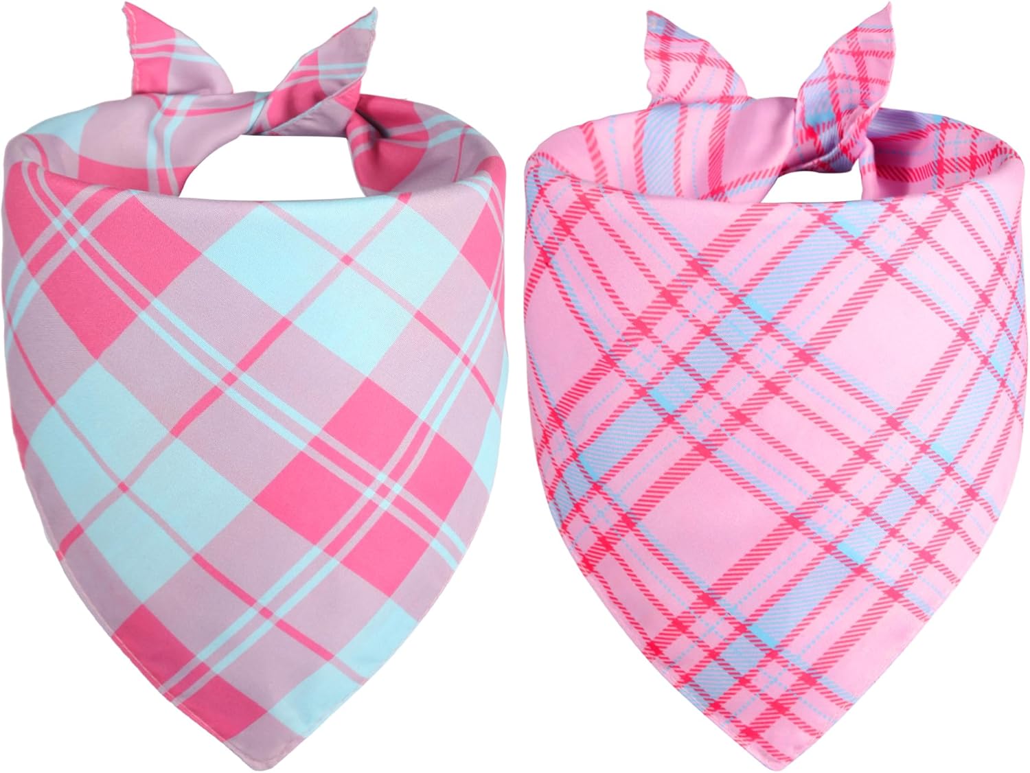 Pink plaid puppy bandana 2-pack