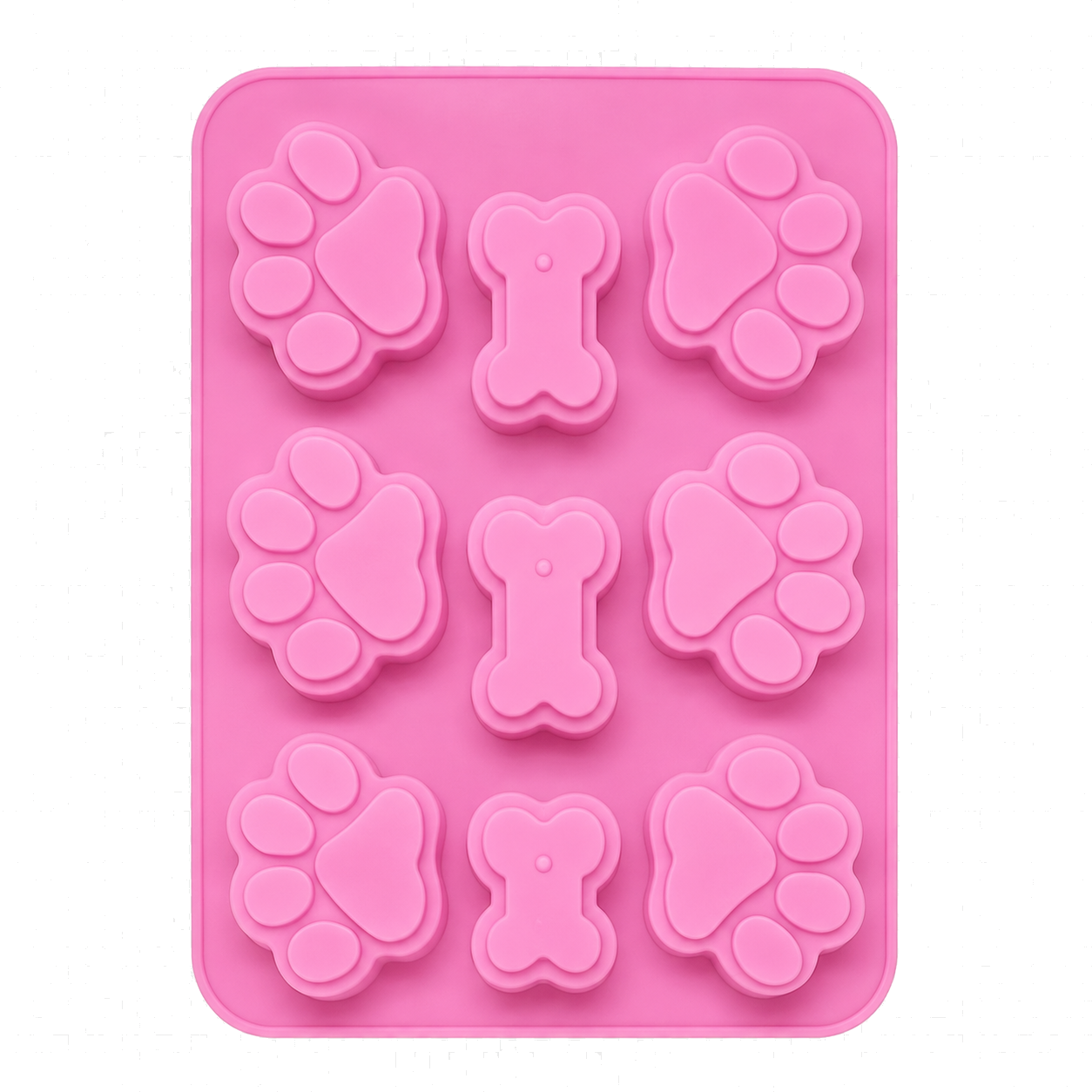 Pink silicone paw and bone treat mould