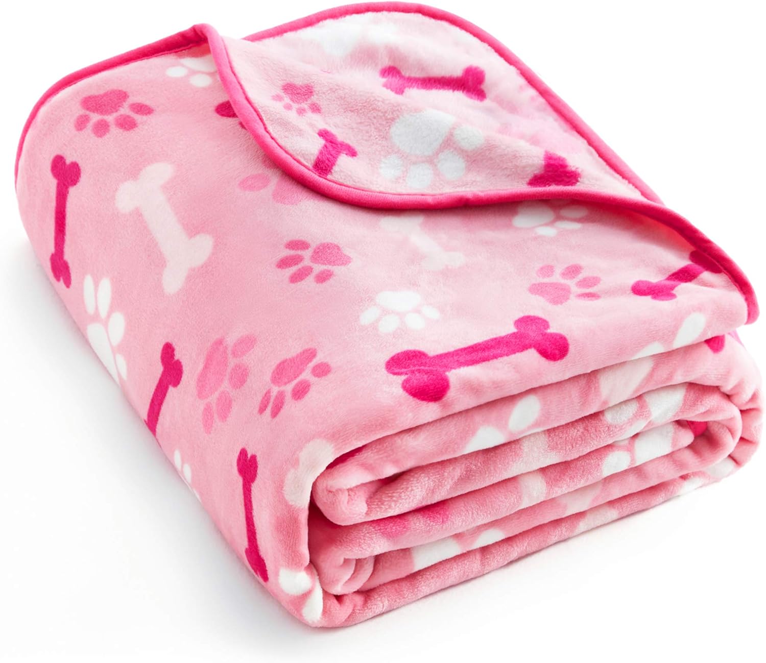 Pink paw print fleece puppy blanket