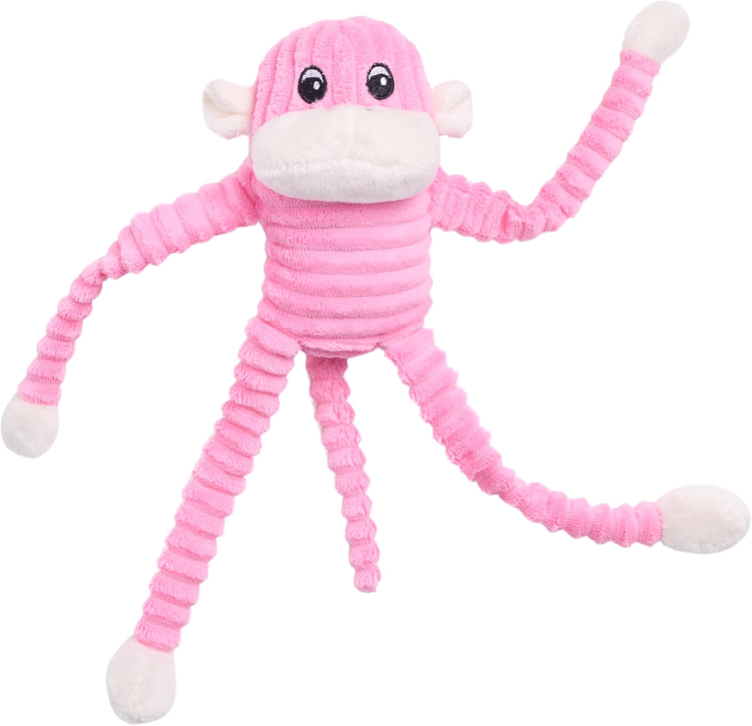 Pink plush monkey dog toy