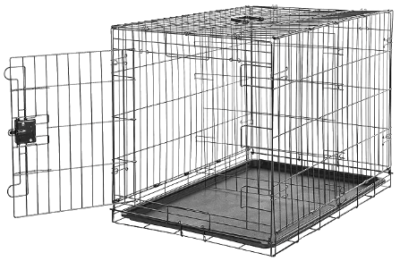 Wire dog crate with removable tray