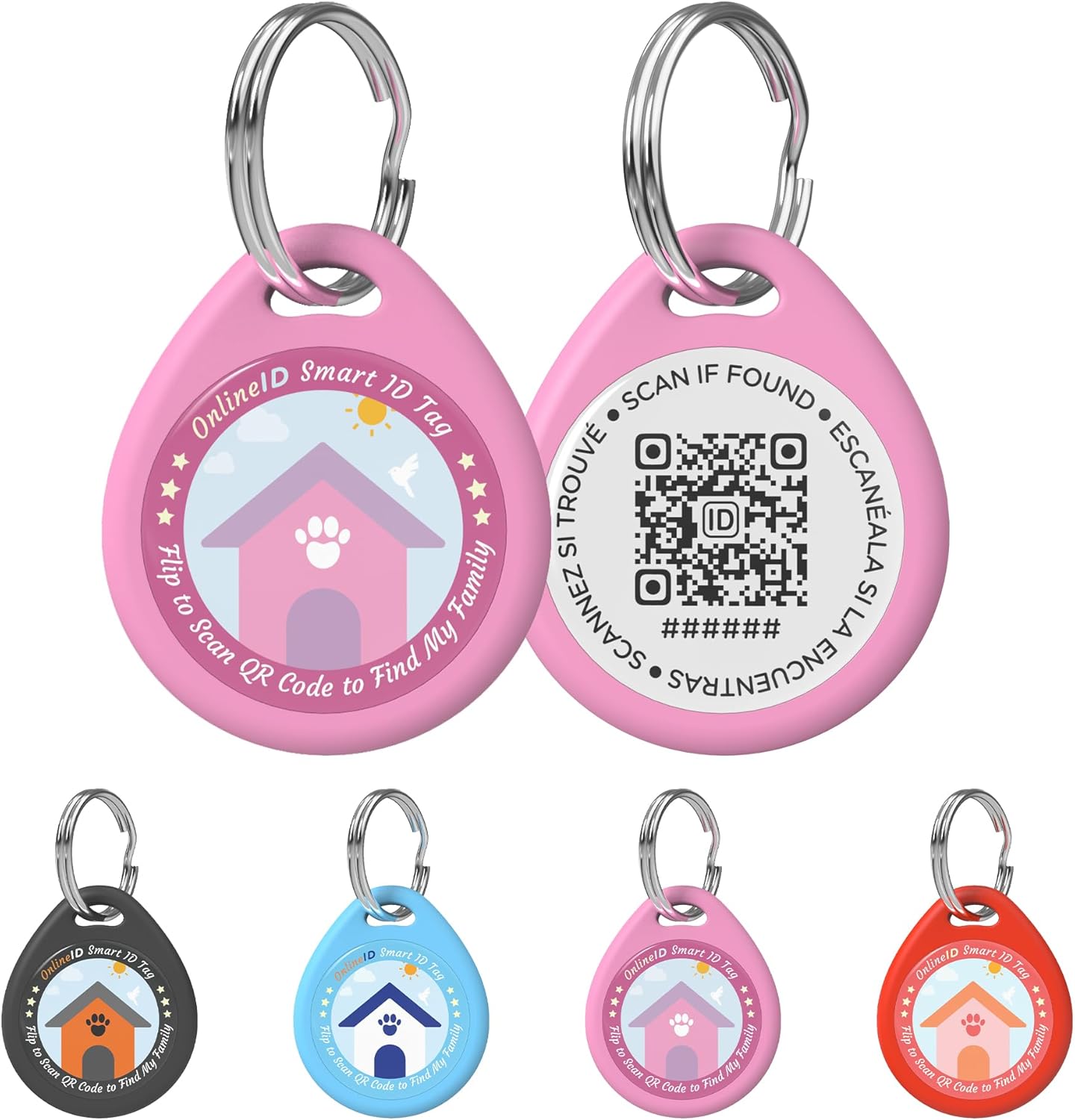 OnlineID Smart QR Code Dog ID Tag in pink