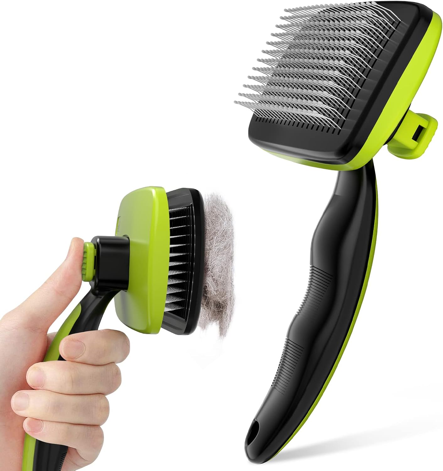 Self-cleaning slicker brush for dogs