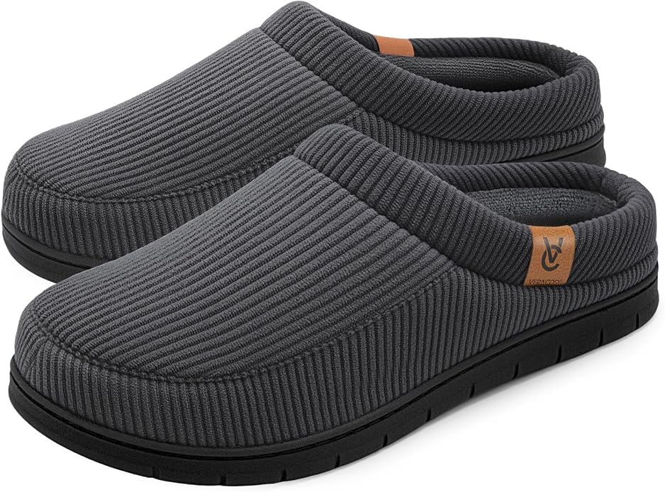 Corduroy house slippers with fleece lining