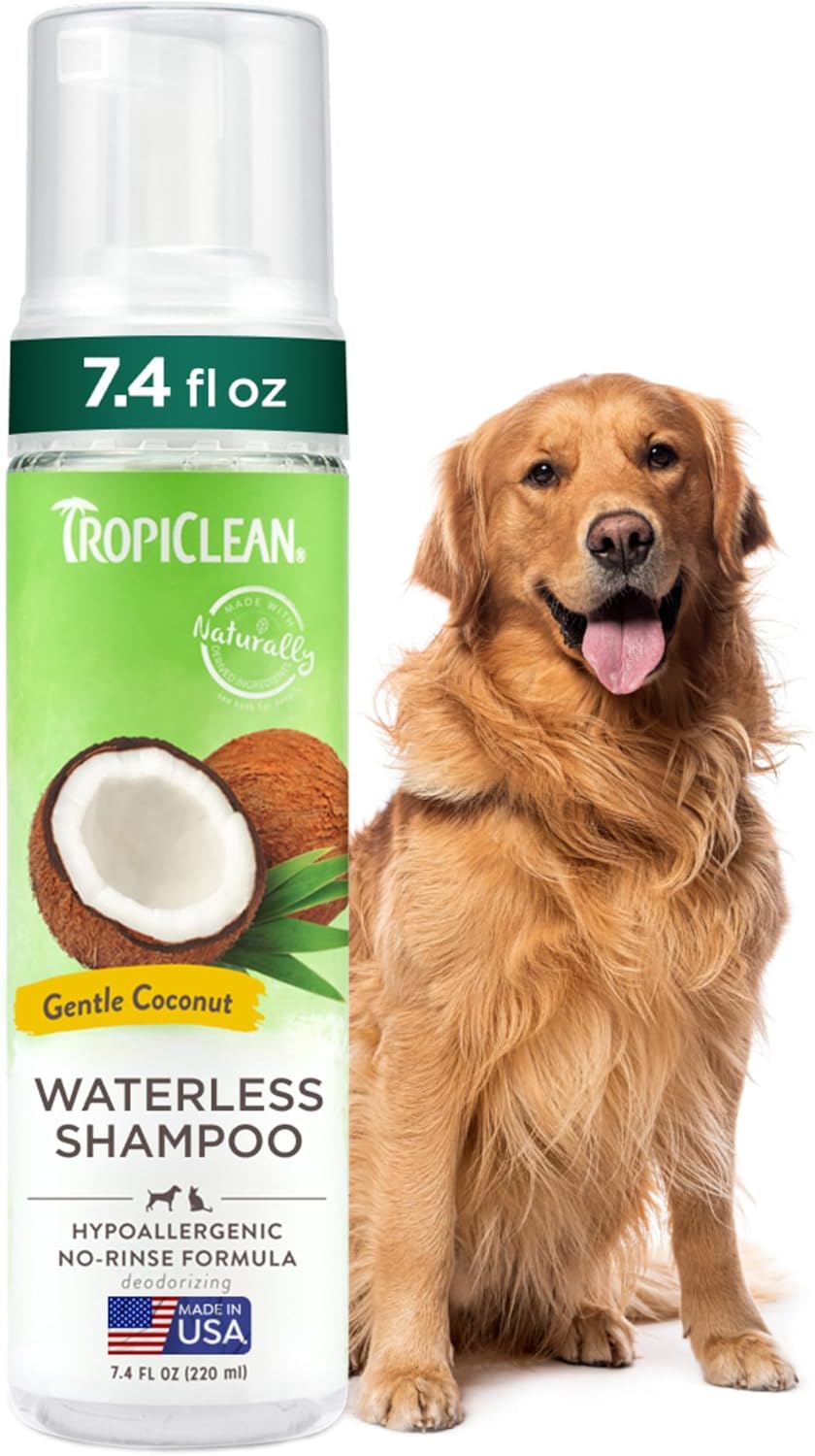 TropiClean gentle coconut waterless dog shampoo