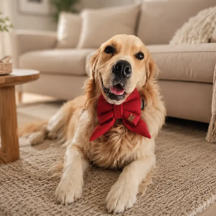 Lana the golden retriever relaxed with soft eyes and a loose body