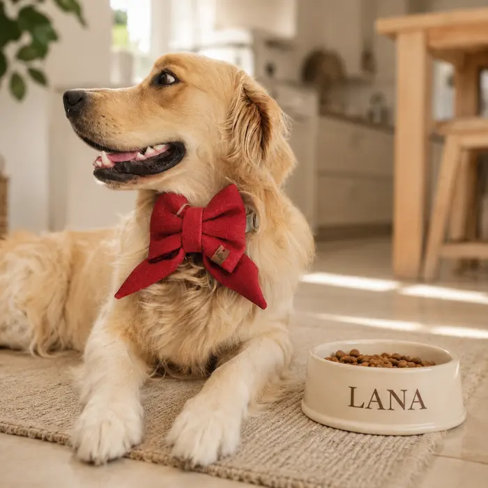 Lana the golden retriever excited about her treats